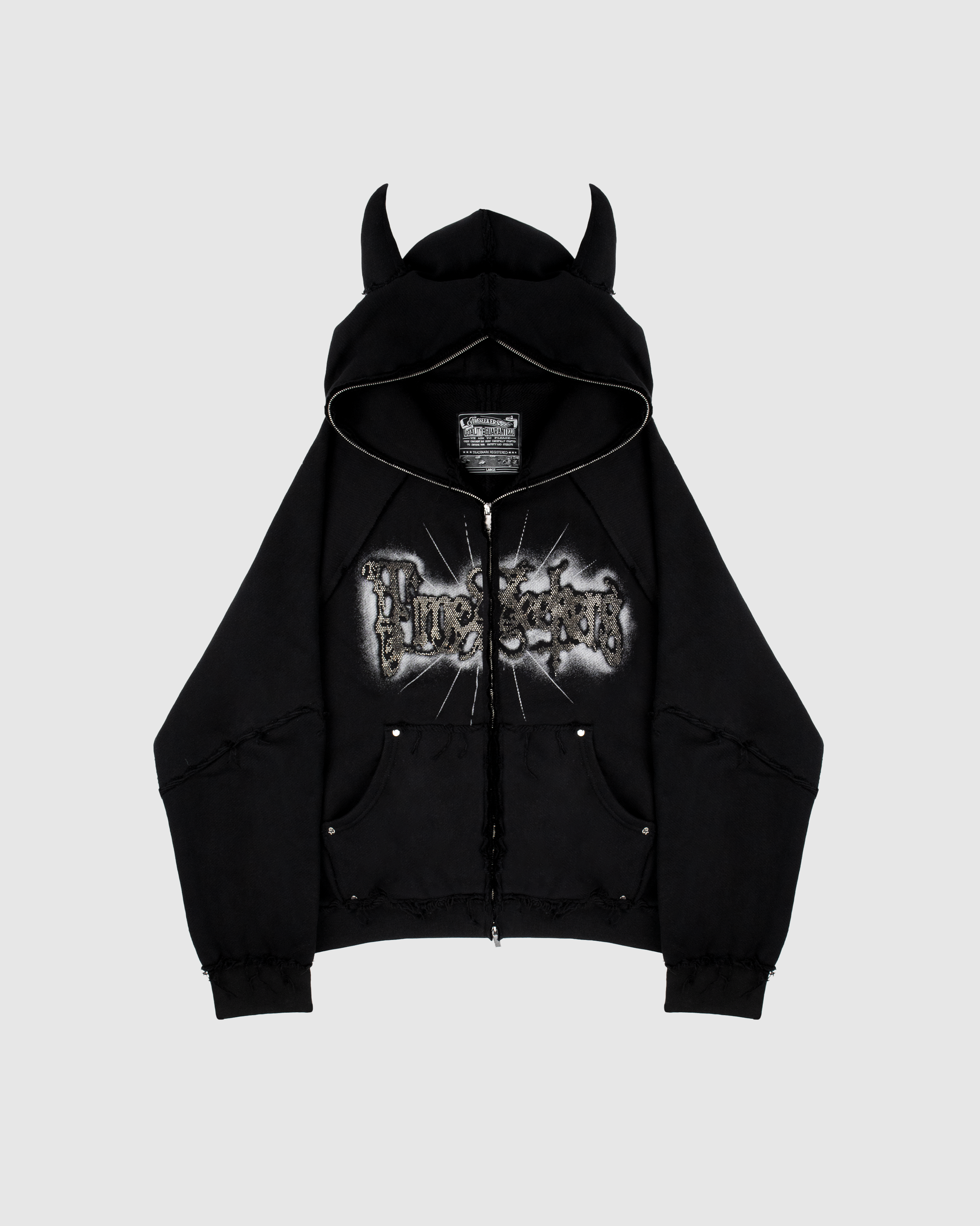 HOTTER THAN HELL RHINESTONE ZIP-HOODIE - Timeseekers