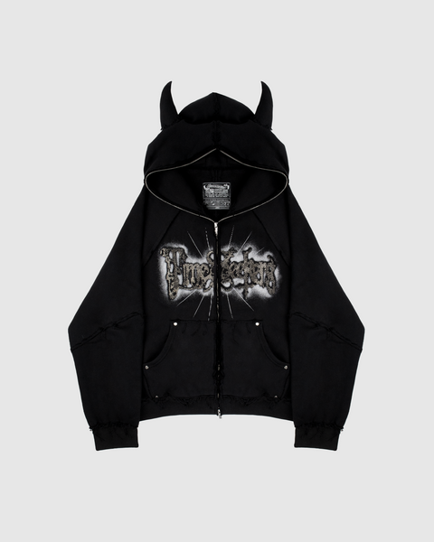 HOTTER THAN HELL RHINESTONE ZIP-HOODIE - Timeseekers